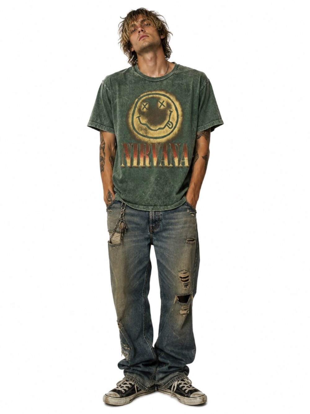 Nirvana Shirt M Smiley Face Green